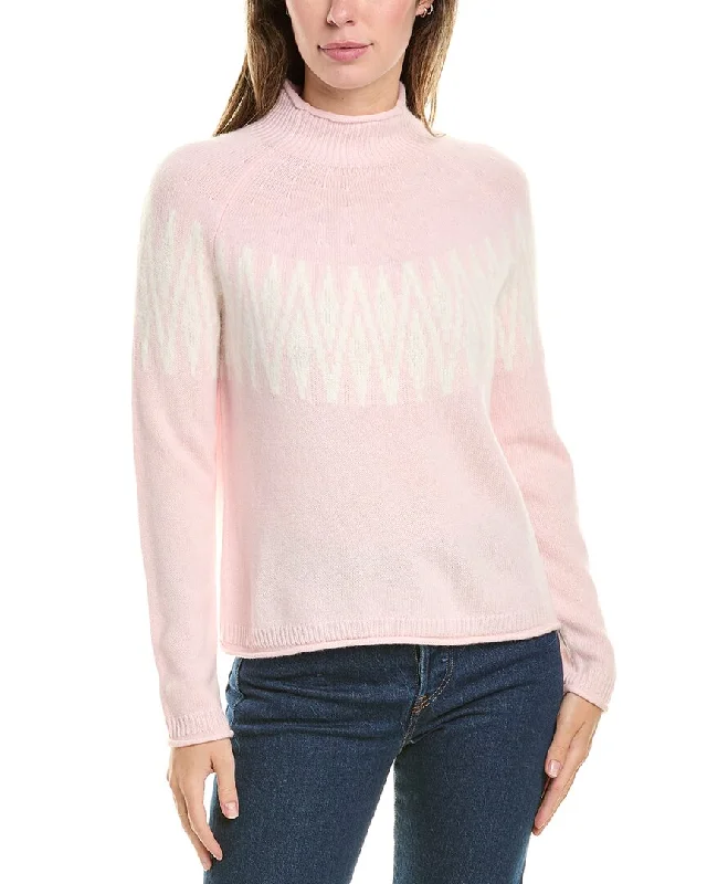 Hannah Rose Sunburst Fairisle Raglan Wool & Cashmere-Blend Sweater Machine Wash Dry Clean Hand Wash