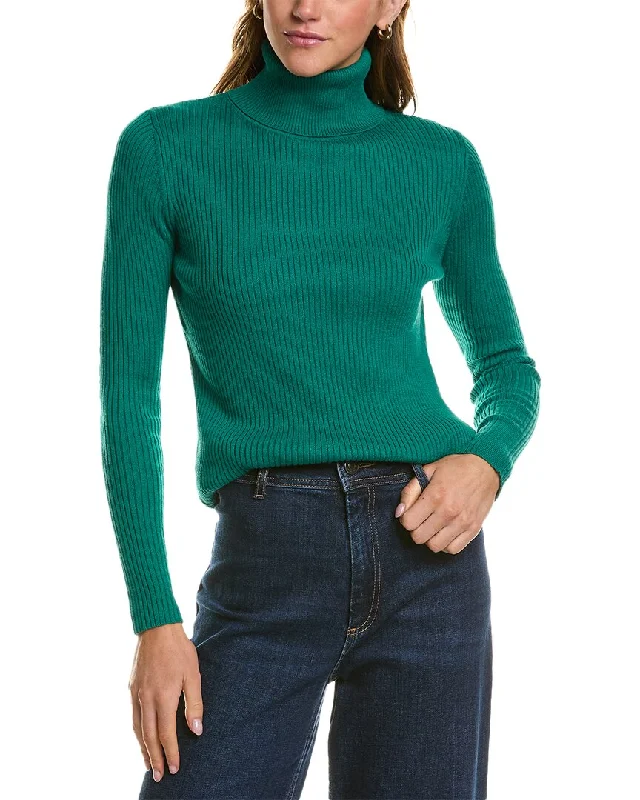 Hannah Rose Turtleneck Cashmere-Blend Sweater Cable Knit Ribbed Knit Lace Knit