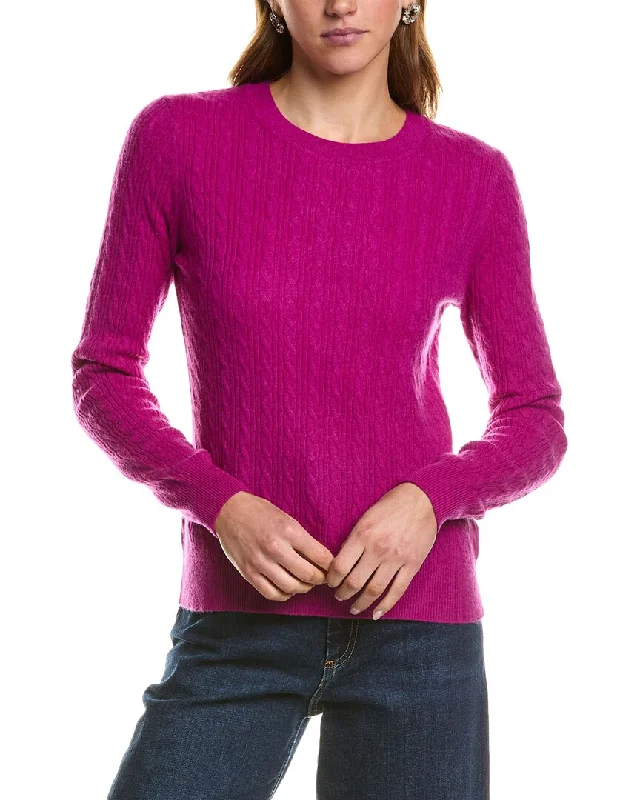 InCashmere Cable Cashmere Sweater Solid Color Striped Floral Print