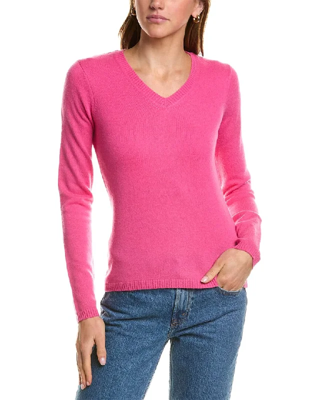 InCashmere V-Neck Cashmere Sweater Solid Print Embellished