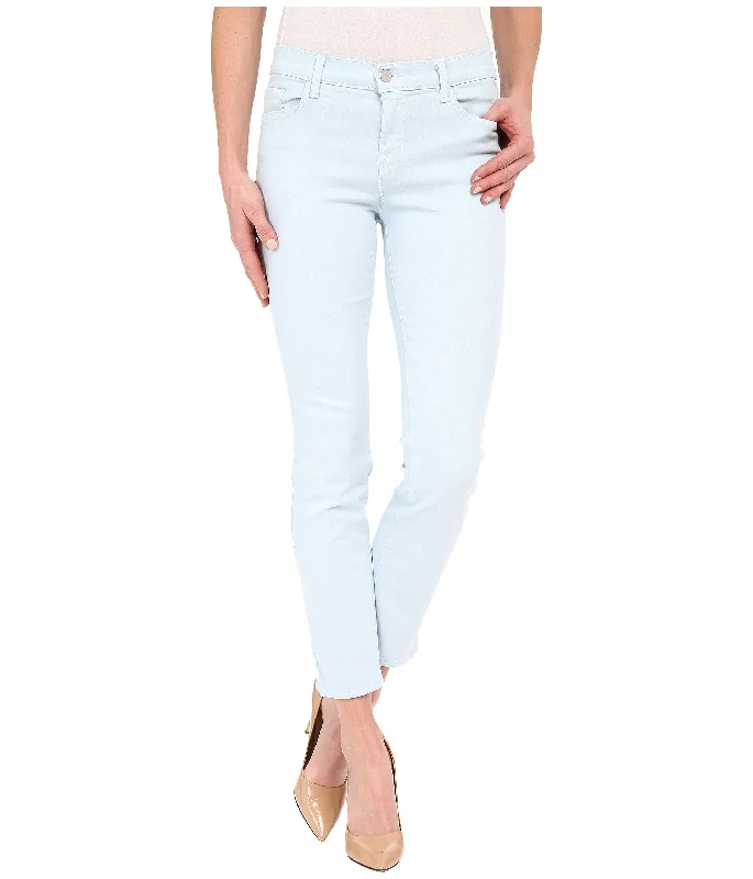 J Brand Cropped Rail Cotton Skinny Jeans Winter Sky Chic Rip-Detail High-Waist Jeans