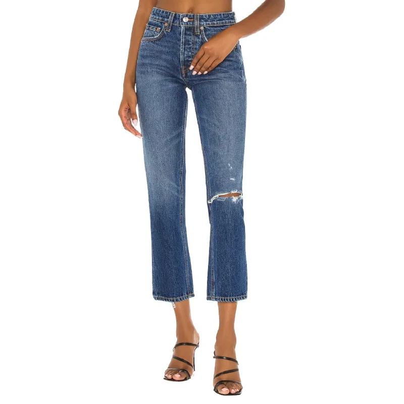 Karolina High Rise Straight Crop Jean In Midtown Stylish Stone-Wash Denim Jeans