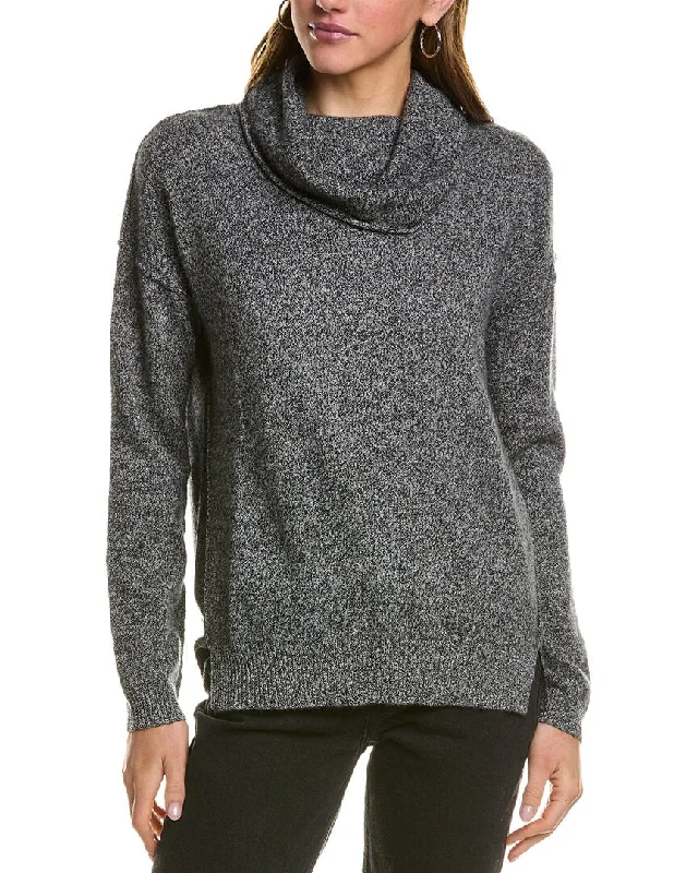 Kier + J Turtleneck Cashmere Sweater Beaded Sweater Sequined Faux Fur