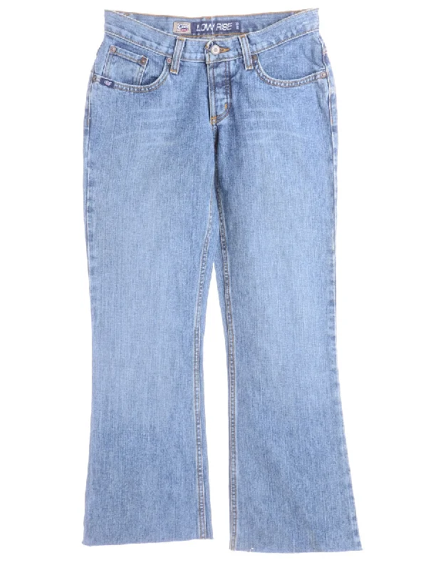 Label Carly Denim Cropped Frayed Jeans Comfortable Straight-Legged Denim