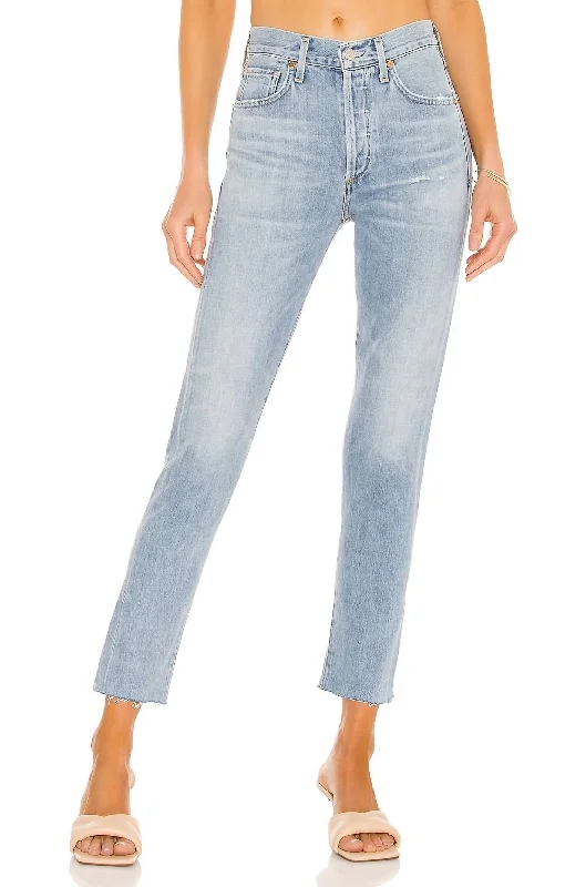 Liya High Rise Jean In Coastal Trendy Paperbag Waist Jeans