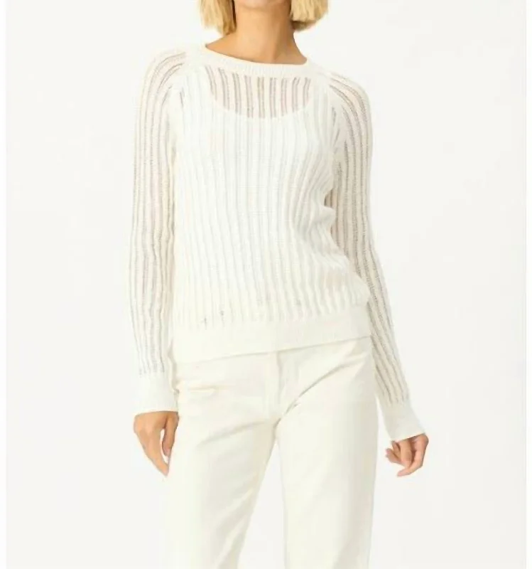 Lucia Pullover Sweater In Chalk Collared Crew Neck Turtle Neck