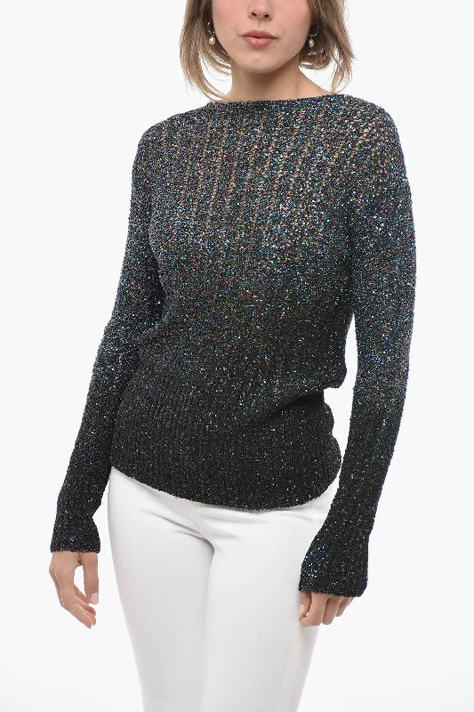 Maison Margiela MM1 Crew Neck Lurex Sequined Sweater Tailored Straight A-Line