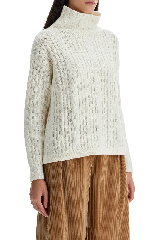 Max Mara In Wool And Cashmere Sweater Boat Neck Shawl Collar Notched Collar