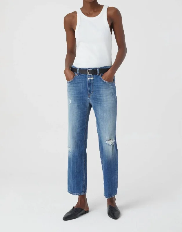 Milo Jeans In Mid Blue Stylish Shredded Denim Jeans