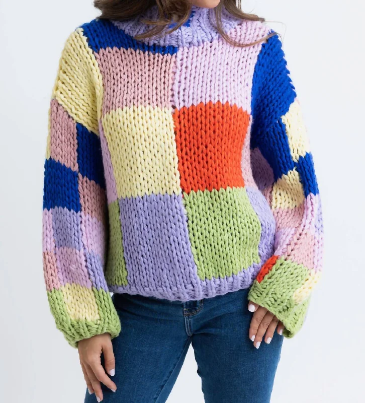 Piper Crochet Colorblock Sweater In Multi Cotton Fabric Linen Fabric Terry Fabric