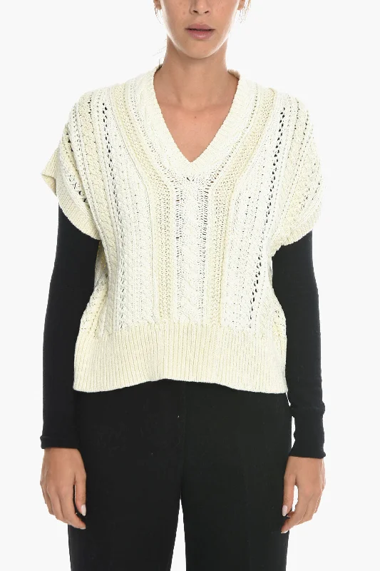 RAG&BONE V-Neck Sleeveless JOLIE Sweater Real Fur Shearling Chenille