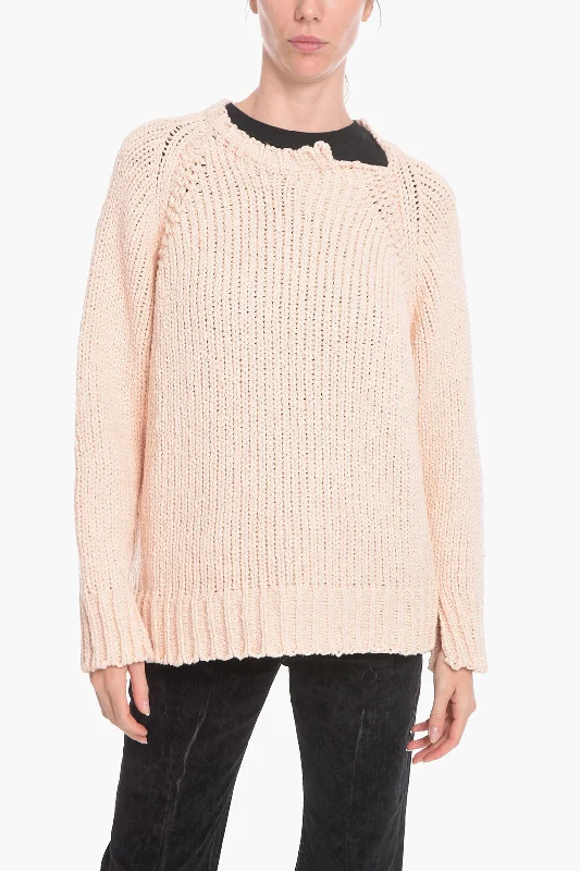 Stella McCartney Cotton-crochet Crewneck Sweater Wool Fabric Cashmere Fabric Tweed Fabric