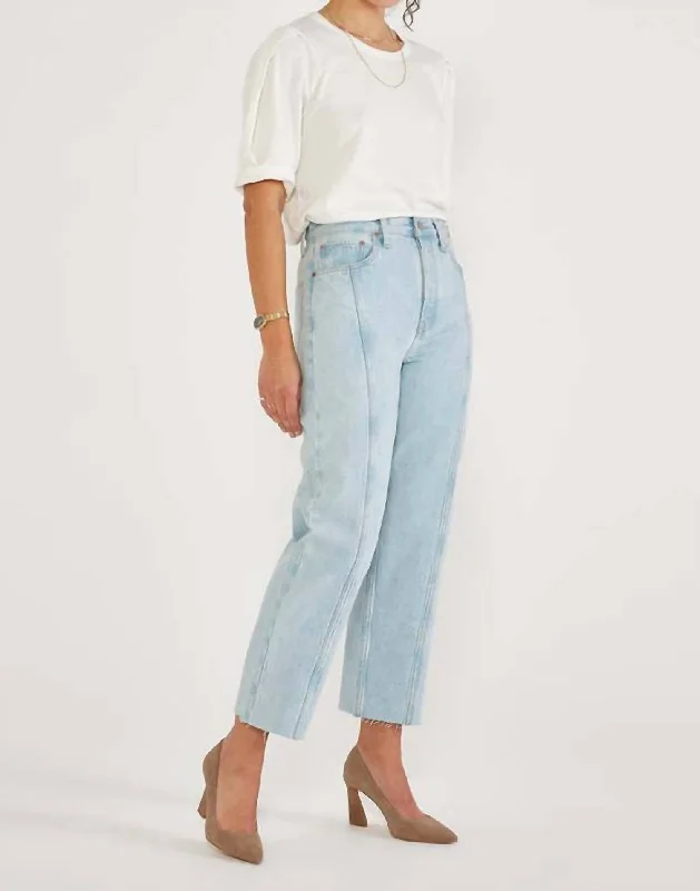 Tyler Seamed Cropped Jeans In Sea Breeze Stylish Acid-Wash Jeans