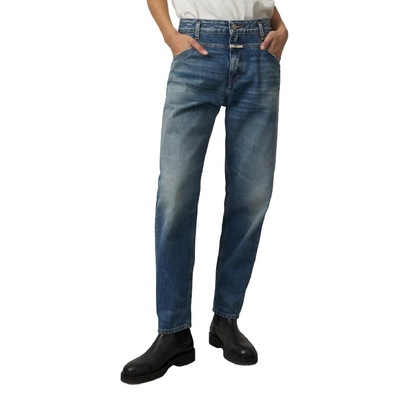 X-Lent Straight Leg Jean In Mid Blue Comfortable Boyfriend Jeans