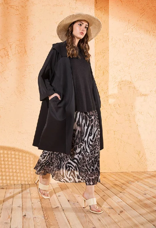 Pleated Leopard Print Skirt linen skirt light