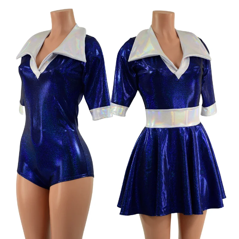 2PC Sailor Skirt and Romper Set leather skirt refined