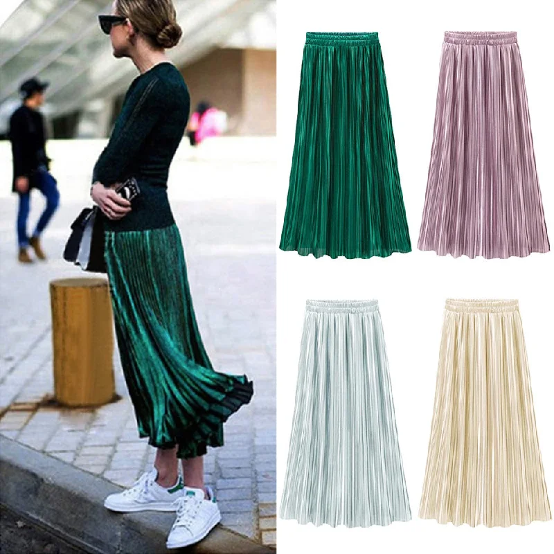 #35 summer skirt winter Vintage Casual High Waist Long Solid Fashion Daily Pleated Skirt japanese streetwear steampunk skirt leather skirt bold