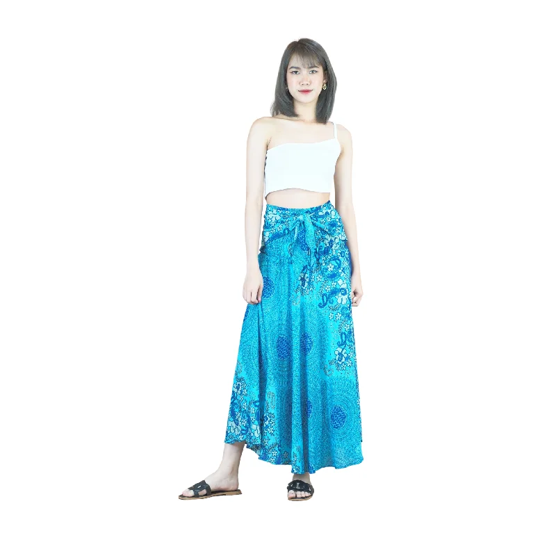 Acacia Mandala Women's Bohemian Skirt in Blue SK0033 020305 06 flowy skirt hem