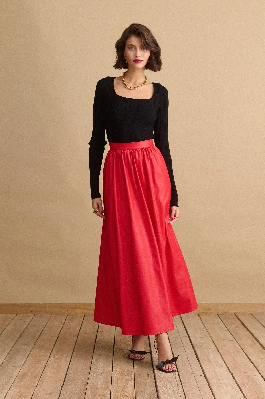 Angelina Skirt (Red) velvet skirt luxurious