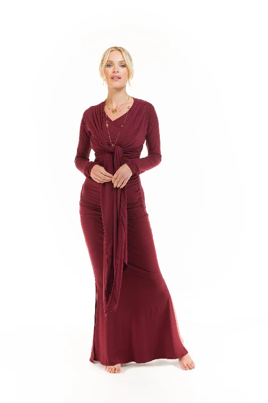 SIDE SLIT SKIRT BURGUNDY cashmere skirt soft