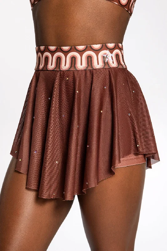 Black Girls Cheer Mesh Overlay Skirt in Mocha silk skirt elegant