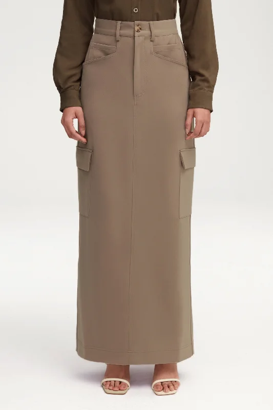 Blake Utility Maxi Skirt - Taupe low waist skirt