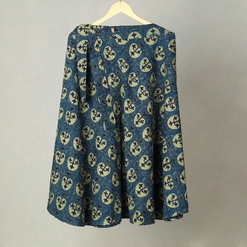 Blue - Block Print Cotton Wrap Around Ajrakh Skirt 15 wool skirt breathable