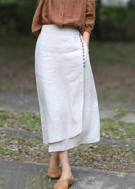 Boutique White asymmetrical design elastic waist A Line Skirts Spring slim fit skirt