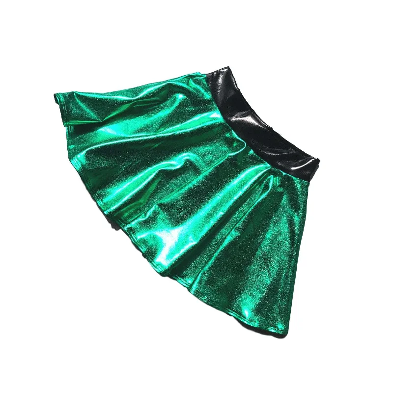 Children's Metallic Green Jessie Graff Skater Skirt velvet skirt plush