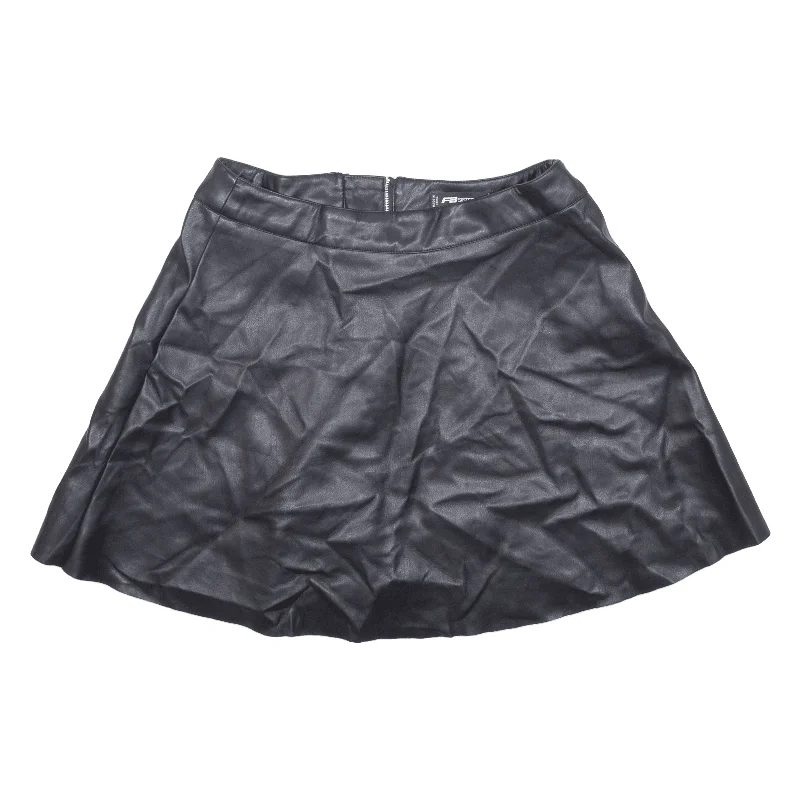 FB SISTER Faux Leather Womens Skater Skirt Black Short S high waist skirt