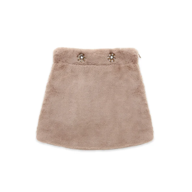 Brown faux-fur Skirt Nicole Collection asymmetrical skirt cut