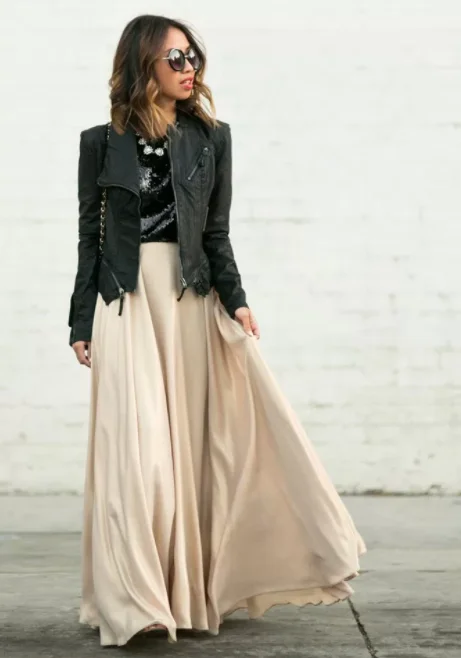 GOLD MAXI SKIRT silk skirt lustrous