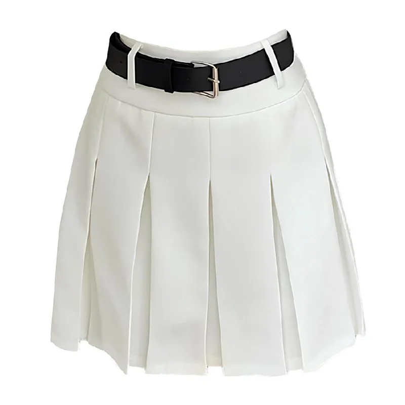 Good Manners Knee-Length Pleated Skirt leather skirt bold