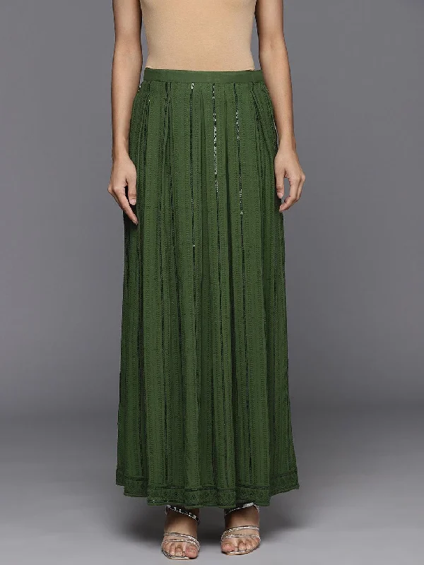 Green Embellished Rayon Skirts boho skirt vibe