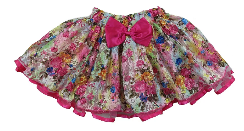 Hot Pink Ribbon/Bow Floral Lace Tutu Skirt corduroy skirt cozy