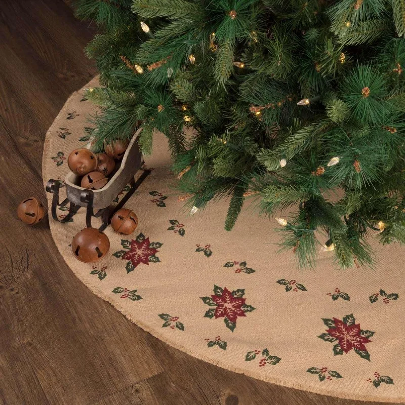 Jute Burlap Poinsettia Christmas Tree Skirt 55 VHC Brands mini skirt trendy