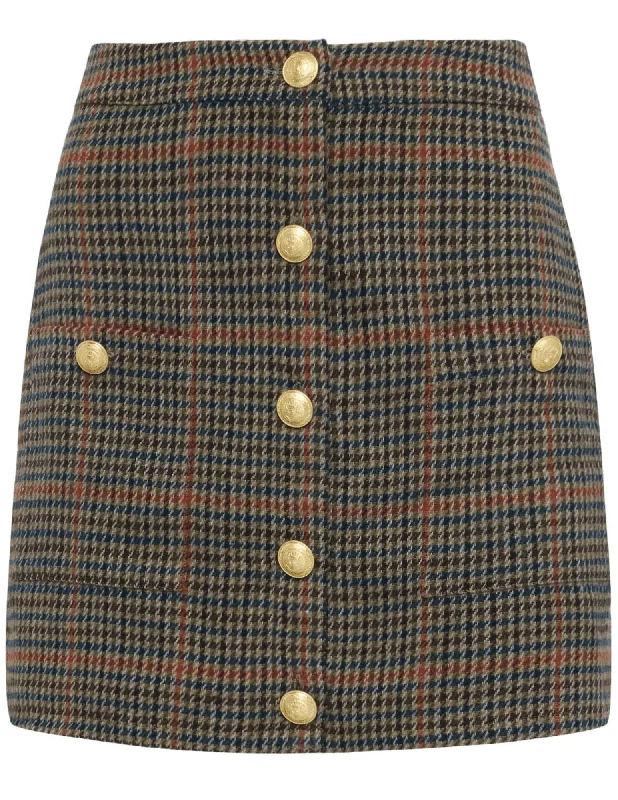 L'Agence Zander Button Front Mini Skirt wool skirt warm