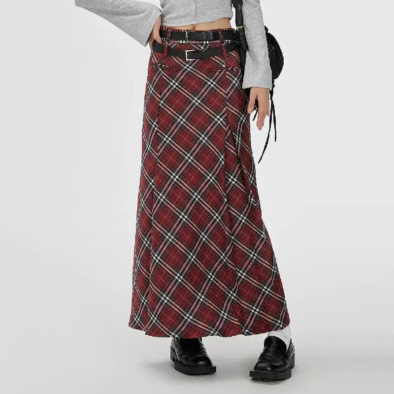 London Bridge Plaid Maxi Skirt wool skirt warm