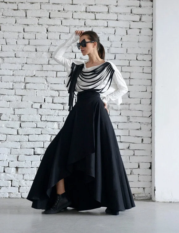 Long Asymmetrical Skirt cotton skirt soft