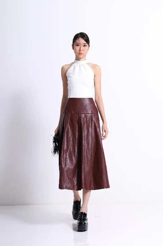 Mina Faux Leather Aline Skirt cashmere skirt rich