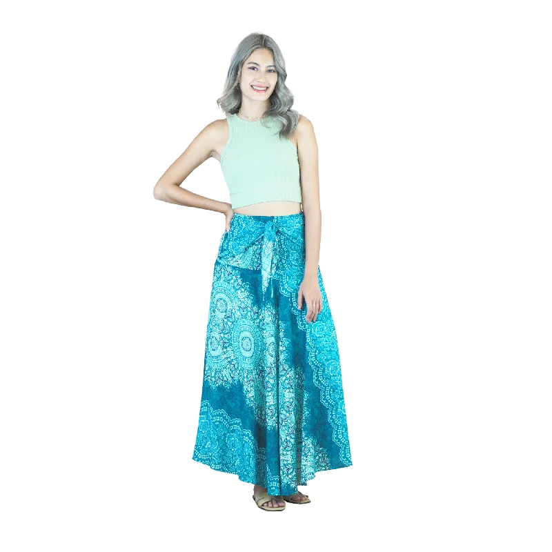 Peonies Mandala Women's Bohemian Skirt in Ocean Blue SK0033 020308 05 floral skirt print