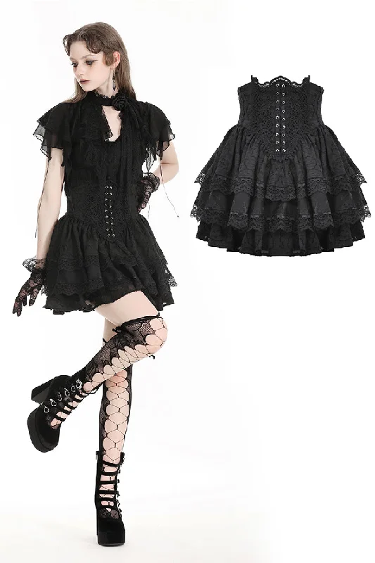 Playful gothic flouncy puff skirt. KW349 linen skirt breathable