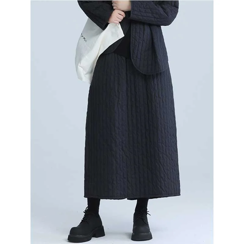 Retro Winter Mid-length Cotton Skirt low waist skirt