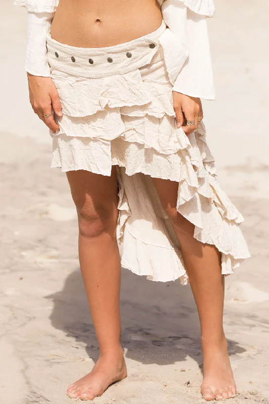 RUFFLE SKIRT CREAM cotton skirt soft