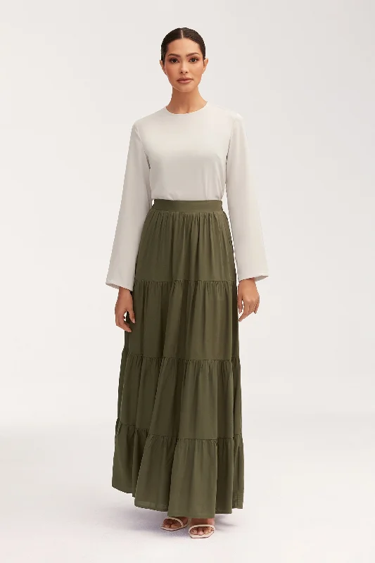 Sana Maxi Skirt - Dark Forest chiffon skirt lightweight