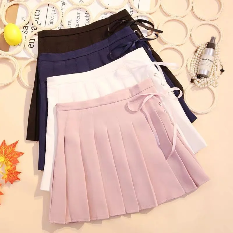 SWEET PREPPY STYLE HIGH WAIST PLEATED SKIRT BY61082 a-line skirt cut