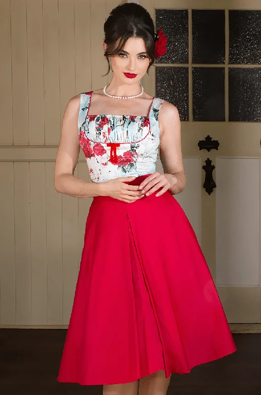 Tea Rose Classic Full Skirt (Red) silk skirt sleek