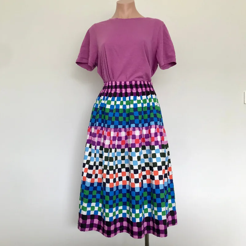 Tiered Skirt- Doops Check corduroy skirt durable