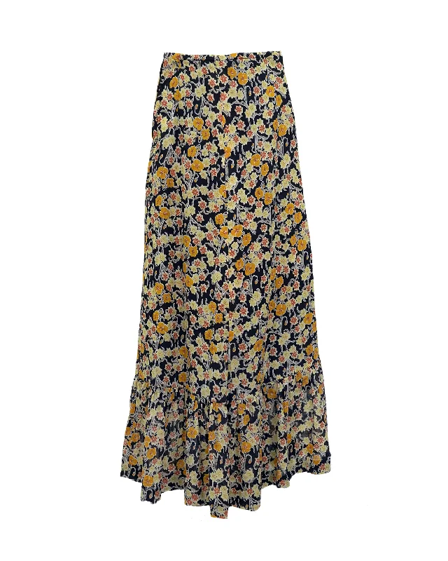 Vintage Floral Skirt wool skirt sturdy