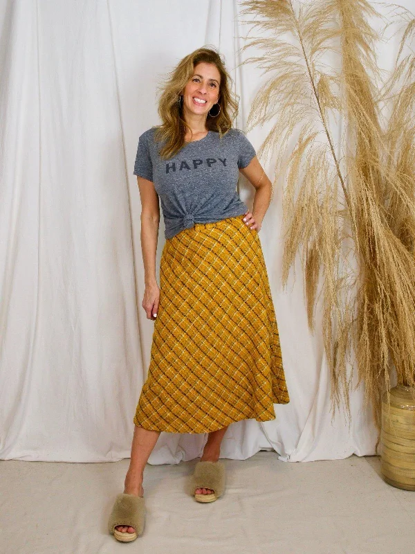 Vintage Tumeric Plaid Boucle Skirt corduroy skirt cozy